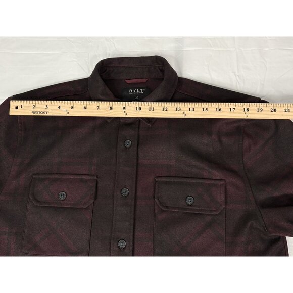 Bylt Premium Basics Coastal Overshirt Men’s L Plaid Plum Long Sleeve Heavy - Picture 13 of 14